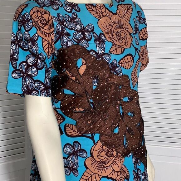 Vintage Bold Floral Mod Dress With Appliqué Size Medium - Picture 3 of 15